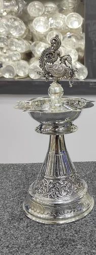 Peacock Silver Diya